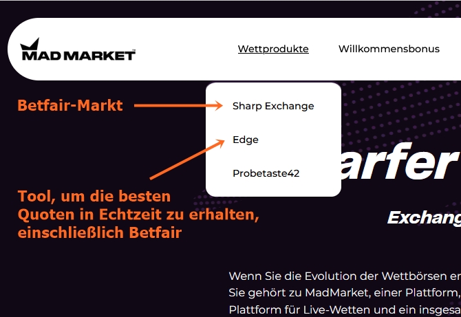Beispiel für Angebote eines Brokers im Bereich Sportwetten